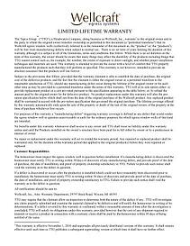 Wellcraft Egress Warranty Information