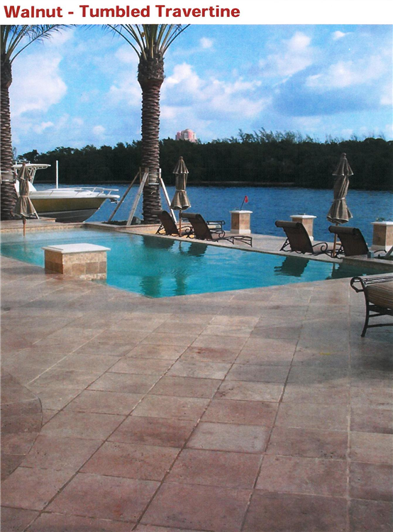 Tumbled Travertine Walnut Pool Deck