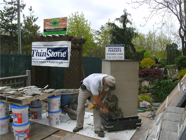 Mike showing the proper way to install Authentic ThinStone.