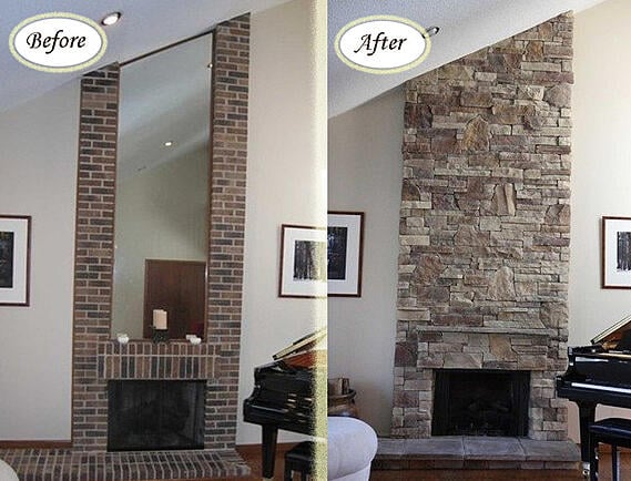 Stone Veneer Fireplace