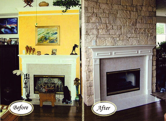 Stone Veneer Fireplace